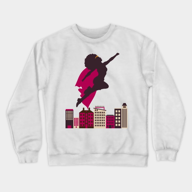 SuperHero Flying Above City -Blerd Crewneck Sweatshirt by quelparish